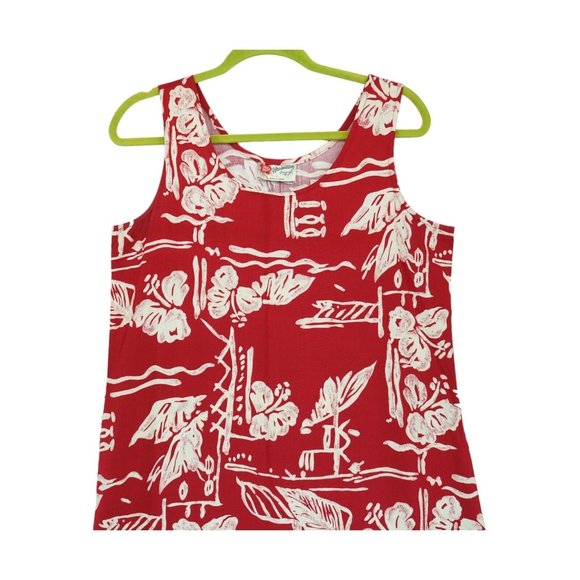 Vintage Hilo Hattie Hawaiian Original Dress Sz Medium Red White Floral 90s Y2K - Picture 3 of 5